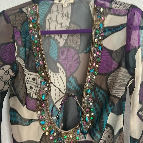 L’affaire sheet swimsuit cover tunic embellished M - Picture 3 of 10